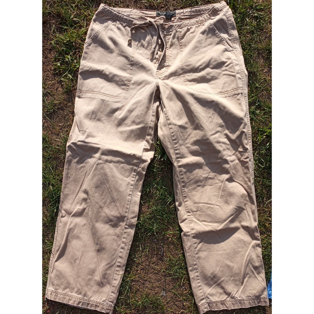 Abercrombie Fitch Y2K Tan Drawstring Pants Women's Large Cotton‎ Vtg Gorpcore
